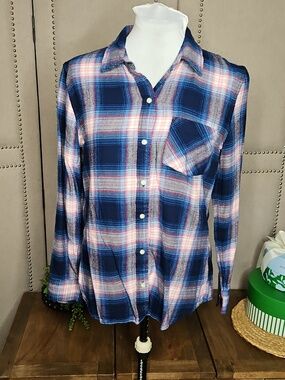 Gap Soft Flannel Button Up Blue/Pink